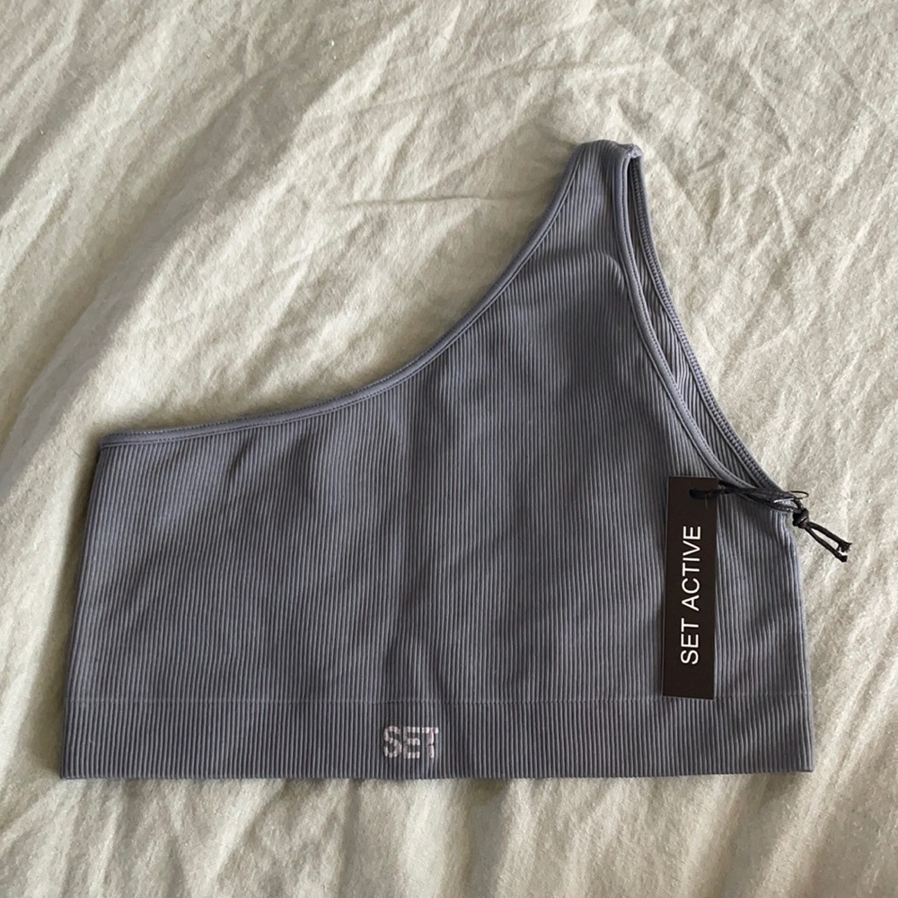 Set Active One Shoulder Bra - Size M, Dark Gray